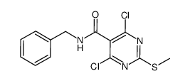 4,6-dichloro-2-methylsulfanylpyrimidine-5-carboxylic acid benzylamide结构式
