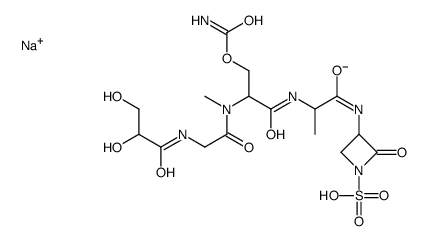 sodium,3-[2-[[3-carbamoyloxy-2-[[2-(2,3-dihydroxypropanoylamino)acetyl]-methylamino]propanoyl]amino]propanoylamino]-2-oxoazetidine-1-sulfonate Structure