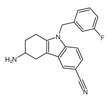 6-amino-9-(3-fluoro-benzyl)-6,7,8,9-tetrahydro-5H-carbazole-3-carbonitrile结构式