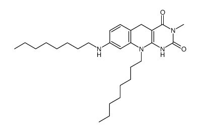 3-Methyl-10-octyl-8-octylamino-5,10-dihydro-1H-pyrimido[4,5-b]quinoline-2,4-dione结构式