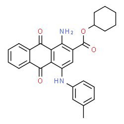 1-Amino-4-[(m-tolyl)amino]-9,10-dioxo-9,10-dihydroanthracene-2-carboxylic acid cyclohexyl ester结构式