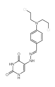 Benzaldehyde,4-[bis(2-chloroethyl)amino]-,2-(1,2,3,4-tetrahydro-2,4-dioxo-5-pyrimidinyl)hydrazone structure