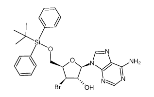 9-(3-bromo-5-O-((tert-butyl)diphenylsilyl)-3-deoxy-β-D-xylofuranosyl)adenine结构式