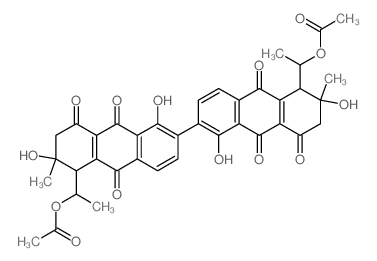 [(1R)-1-[(1S,2S)-6-[(5S,6S)-5-[(1R)-1-acetyloxyethyl]-1,6-dihydroxy-6-methyl-8,9,10-trioxo-5,7-dihydroanthracen-2-yl]-2,5-dihydroxy-2-methyl-4,9,10-trioxo-1,3-dihydroanthracen-1-yl]ethyl] acetate结构式
