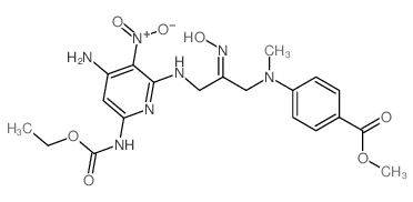 Benzoic acid,4-[[3-[[4-amino-6-[(ethoxycarbonyl)amino]-3-nitro-2-pyridinyl]amino]-2-(hydroxyimino)propyl]methylamino]-,methyl ester picture