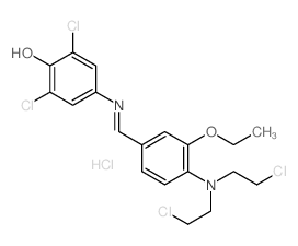 Phenol, 4-[[4-[bis(2-chloroethyl)amino]-3-ethoxybenzylidene]amino]-2, 6-dichloro-, monohydrochloride picture