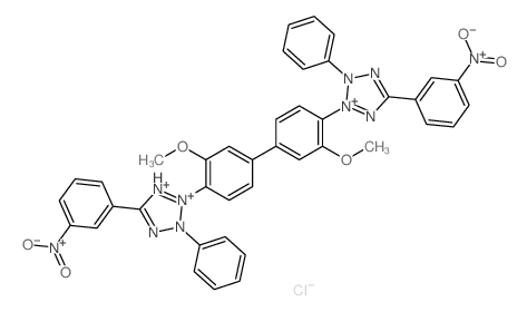 2H-Tetrazolium,2,2'-(3,3'-dimethoxy[1,1'-biphenyl]-4,4'-diyl)bis[5-(3-nitrophenyl)-3-phenyl-,chloride (1:2) structure