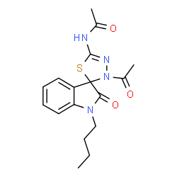 N-(3'-Acetyl-1-butyl-2-oxo-1,2-dihydro-3'H-spiro[indole-3,2'-[1,3,4]thiadiazol]-5'-yl)acetamide Structure