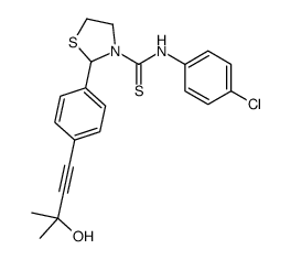 3-Thiazolidinecarbothioamide,N-(4-chlorophenyl)-2-[4-(3-hydroxy-3-methyl-1-butynyl)phenyl]-(9CI) structure