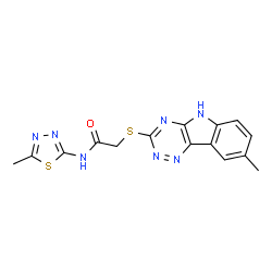 Acetamide, N-(5-methyl-1,3,4-thiadiazol-2-yl)-2-[(8-methyl-2H-1,2,4-triazino[5,6-b]indol-3-yl)thio]- (9CI)结构式