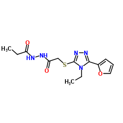 Propanoic acid, 2-[[[4-ethyl-5-(2-furanyl)-4H-1,2,4-triazol-3-yl]thio]acetyl]hydrazide (9CI) structure