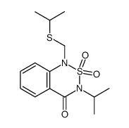 3-isopropyl-1-isopropylsulfanylmethyl-2,2-dioxo-2,3-dihydro-1H-2λ6-benzo[1,2,6]thiadiazin-4-one Structure