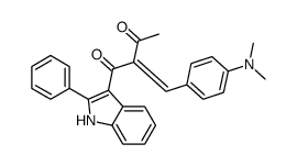 (2E)-2-[[4-(dimethylamino)phenyl]methylidene]-1-(2-phenyl-1H-indol-3-yl)butane-1,3-dione结构式