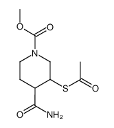 3-acetylthio-4-aminocarbonylpiperidine-1-carboxylic acid methyl ester Structure