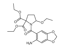 1-(6-amino-benzo[1,3]dioxole-5-carbonyl)-5-ethoxy-pyrrolidine-2,2-dicarboxylic acid diethyl ester结构式