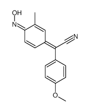 α-(4-Hydroxyimino-3-methyl-2,5-cyclohexadien-1-ylidene)-4-methoxybenzeneacetonitrile结构式
