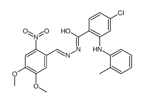 4-chloro-N-[(E)-(4,5-dimethoxy-2-nitrophenyl)methylideneamino]-2-(2-methylanilino)benzamide Structure