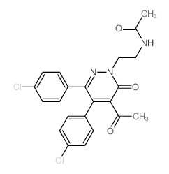 N-[2-[5-acetyl-3,4-bis(4-chlorophenyl)-6-oxo-pyridazin-1-yl]ethyl]acetamide结构式