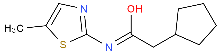 2-cyclopentyl-N-(5-methyl-2-thiazolyl)acetamide结构式