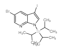 5-溴-3-碘-1-[三(1-甲基乙基)甲硅烷基]-1H-吡咯并[2,3-b]吡啶结构式