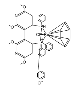 Ruthenium(1+), (η6-benzene)[(3S)-4,4'-bis(diphenylphosphino-κP)-2,2',6,6'-tetramethoxy-3,3'-bipyridine]chloro-, chloride (1:1)结构式