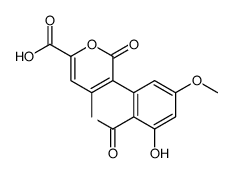 5-(2-carboxy-3-hydroxy-5-methoxyphenyl)-4-methyl-6-oxopyran-2-carboxylic acid Structure