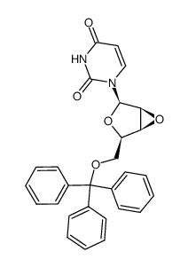 1-[2,3-epoxy-5-O-(triphenylmethyl)-β-D-lyxofuranosyl]pyrimidine-2,4(1H,3H)-dione Structure