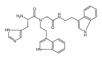 [L-histydyl]-N-[2-(indol-3-yl)ethyl]glycine 2-(indol-3-yl)ethylamide结构式