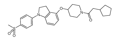 4-{[1-(cyclopentylacetyl)-4-piperidinyl]oxy}-1-[4-(methylsulfonyl)phenyl]-2,3-dihydro-1H-indole结构式