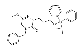 1-benzyl-3-[3'-(diphenyl-t-butylsilyloxy)propyl]-5-methoxy-3,6-dihydropyrazin-2(1H)-one结构式