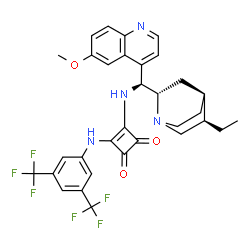 3-[[[3,5-双(三氟甲基)苯基]氨基]-4-[[((8α,9S)-10,11-二氢-6''-甲氧基七氢呋喃-9-基]氨基]-3-环丁烯-1,2-二酮结构式