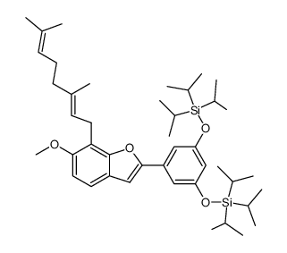 1,3-bistri-isopropylsilyloxy-5-(7-geranyl-6-methoxy-2-benzofuranyl)benzene结构式