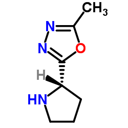 2-Methyl-5-[(2S)-2-pyrrolidinyl]-1,3,4-oxadiazole结构式