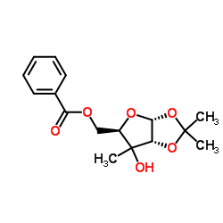 5-O-benzoyl-1,2-O-isopropylidene-3-C-methyl-α-D-ribofuranose结构式