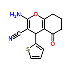 2-AMINO-5-OXO-4-(2-THIENYL)-4,6,7,8-TETRAHYDRO2H-CHROMENE-3-CARBONITRILE structure