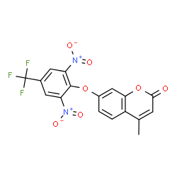 7-[2,6-Dinitro-4-(trifluoromethyl)phenoxy]-4-methyl-2H-chromen-2-one structure