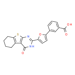 3-[5-(4-oxo-3,4,5,6,7,8-hexahydro[1]benzothieno[2,3-d]pyrimidin-2-yl)furan-2-yl]benzoic acid Structure