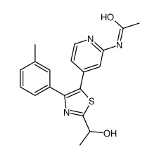 N-[4-[2-(1-hydroxyethyl)-4-(3-methylphenyl)-1,3-thiazol-5-yl]pyridin-2-yl]acetamide Structure