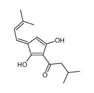 3-Hydroxy-2-(1-hydroxy-3-methylbutylidene)-5-(3-methyl-2-butenylidene)-3-cyclopenten-1-one结构式
