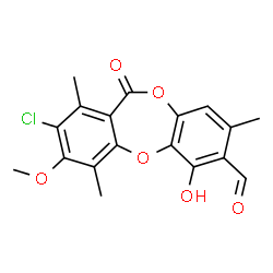 2-Chloro-6-hydroxy-3-methoxy-1,4,8-trimethyl-11-oxo-11H-dibenzo[b,e][1,4]dioxepin-7-carbaldehyde structure