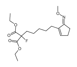 1-methoximino-2-(6-fluoro-6,6-dicarbethoxyhexyl)-2-cyclopentene结构式