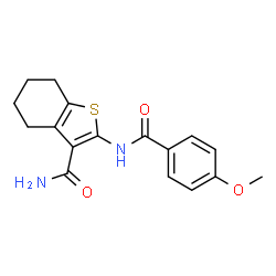 2-(4-methoxybenzamido)-4,5,6,7-tetrahydrobenzo[b]thiophene-3-carboxamide结构式