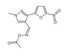 1-methyl-3-(5-nitro-2-furyl)pyrazole-4-carboxaldehyde-(O-acetyloxime)结构式