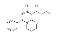 1-nitro-1-(3-phenylsulfanyl-1,3-thiazinan-2-ylidene)pentan-2-one结构式