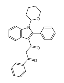 1-Phenyl-3-[2-phenyl-1-(tetrahydro-pyran-2-yl)-1H-indol-3-yl]-propane-1,3-dione结构式
