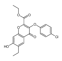 ethyl 3-(4-chlorophenoxy)-6-ethyl-7-hydroxy-4-oxochromene-2-carboxylate Structure
