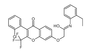 2-[3-(2-chlorophenyl)-4-oxo-2-(trifluoromethyl)chromen-7-yl]oxy-N-(2-ethylphenyl)acetamide Structure