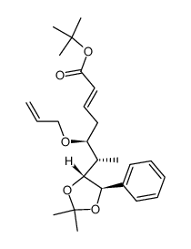 tert-butyl (5S,6S,E)-5-(allyloxy)-[(4R,5R)-2,2-dimethyl-5-phenyl-1,3-dioxolan-4-yl]-hept-2-enoate结构式