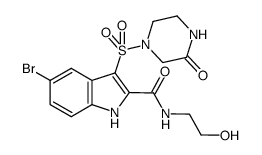5-bromo-N-(2-hydroxyethyl)-3-[(3-oxopiperazin-1-yl)sulfonyl]-1H-indole-2-carboxamide Structure