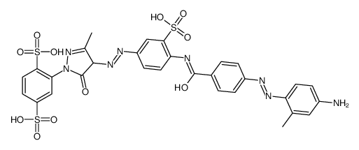 2-[4-[[4-[[4-[(4-amino-o-tolyl)azo]benzoyl]amino]-3-sulphophenyl]azo]-4,5-dihydro-3-methyl-5-oxo-1H-pyrazol-1-yl]benzene-1,4-disulphonic acid Structure